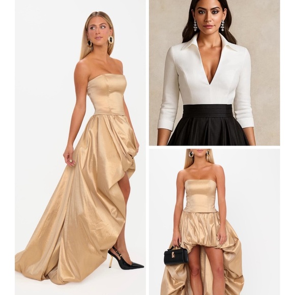 Show Me Your MuMu Tatum Gold Taffeta High Low Skirt NWOT - Picture 3 of 14